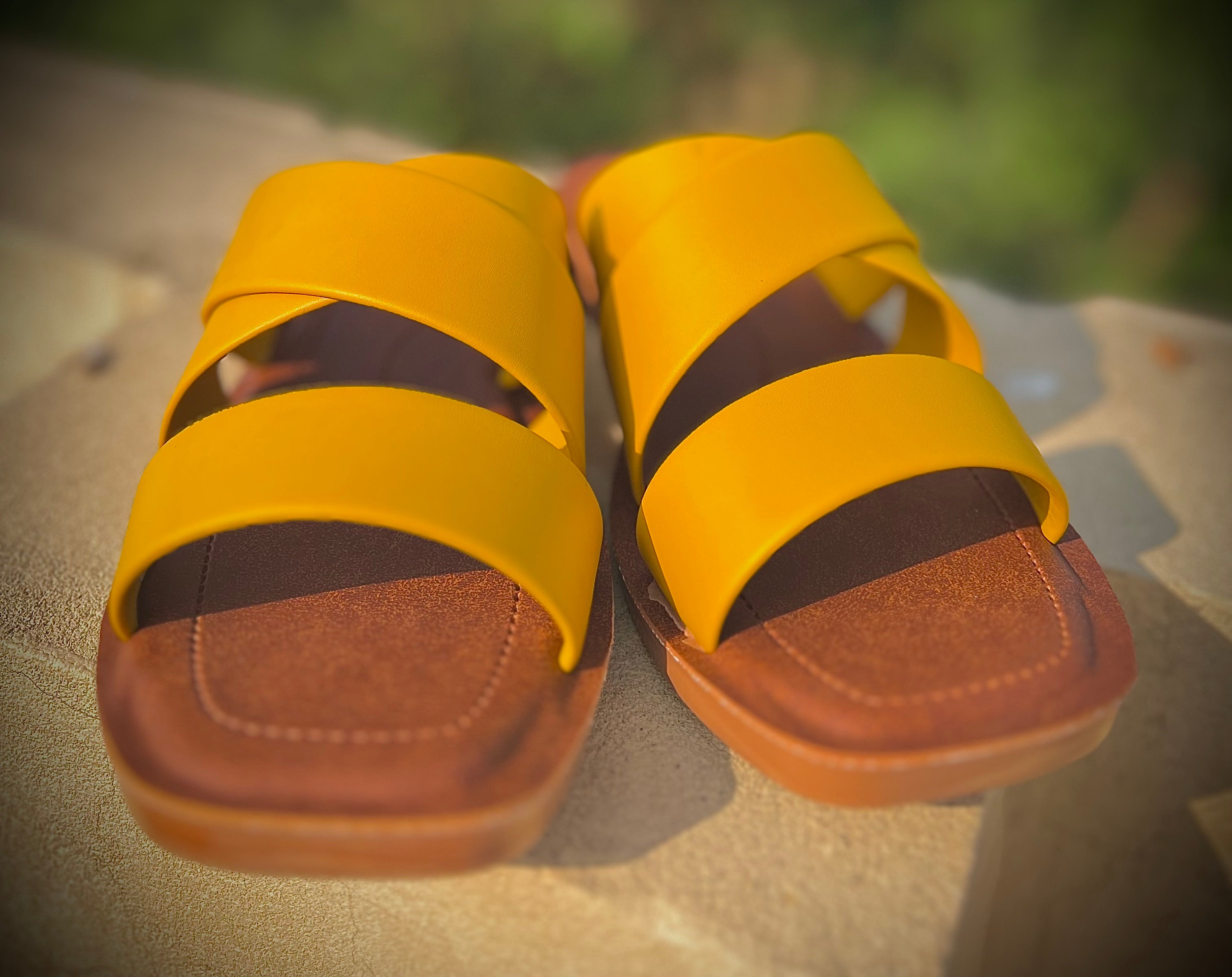 Mustard Yellow Cross-Strap Women’s Flat Chappal