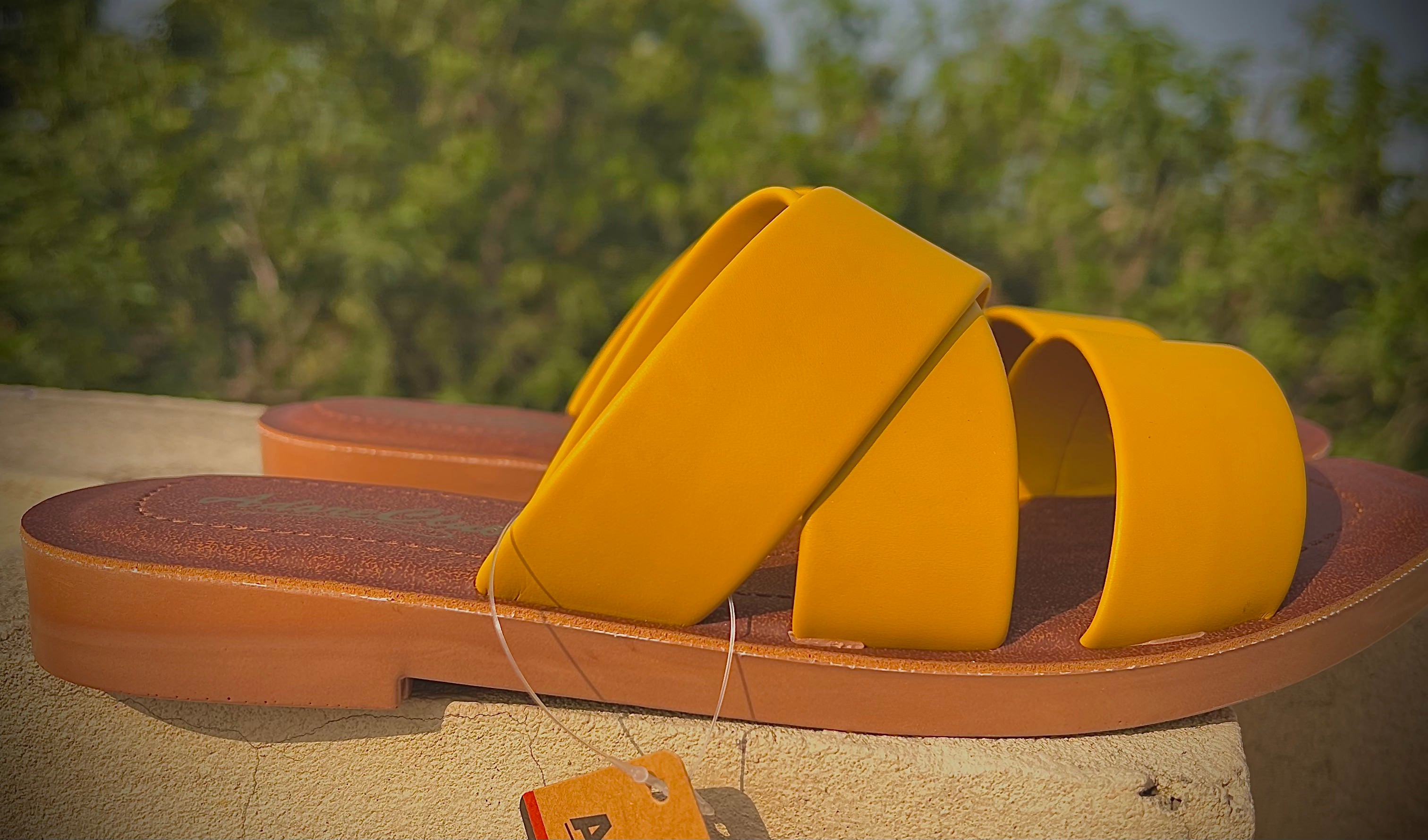 Mustard Yellow Cross-Strap Women’s Flat Chappal