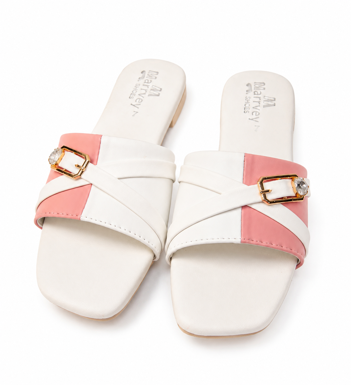 Marivel Elegant Pink & White Ladies Chappal