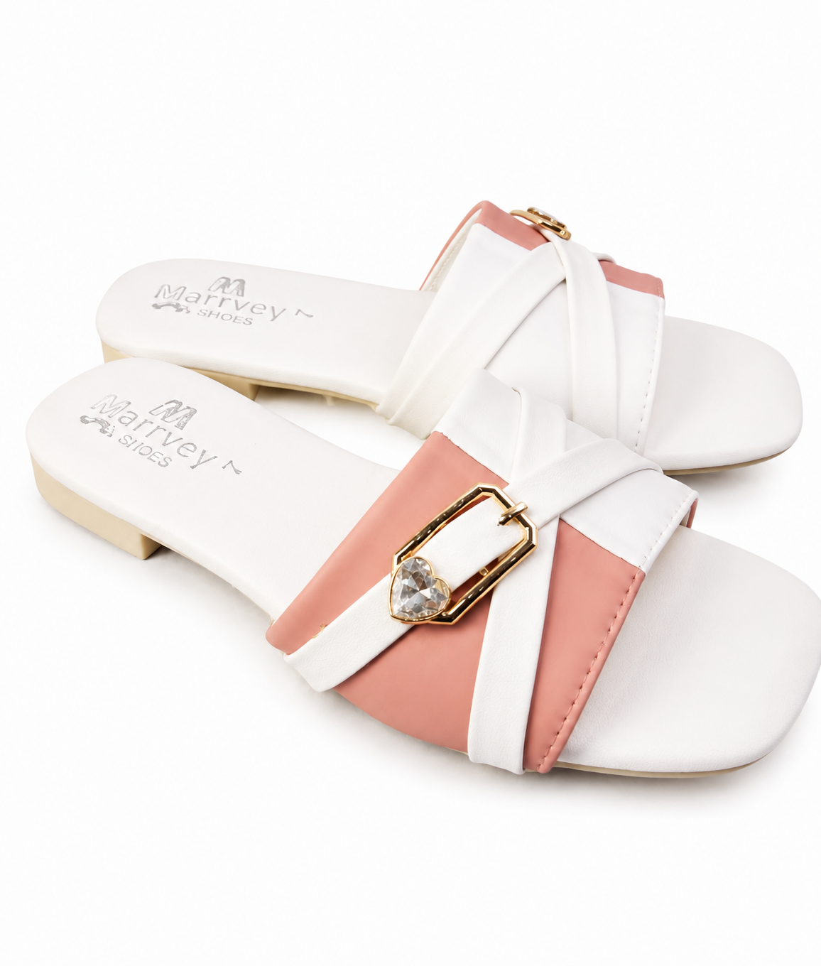 Marivel Elegant Pink & White Ladies Chappal