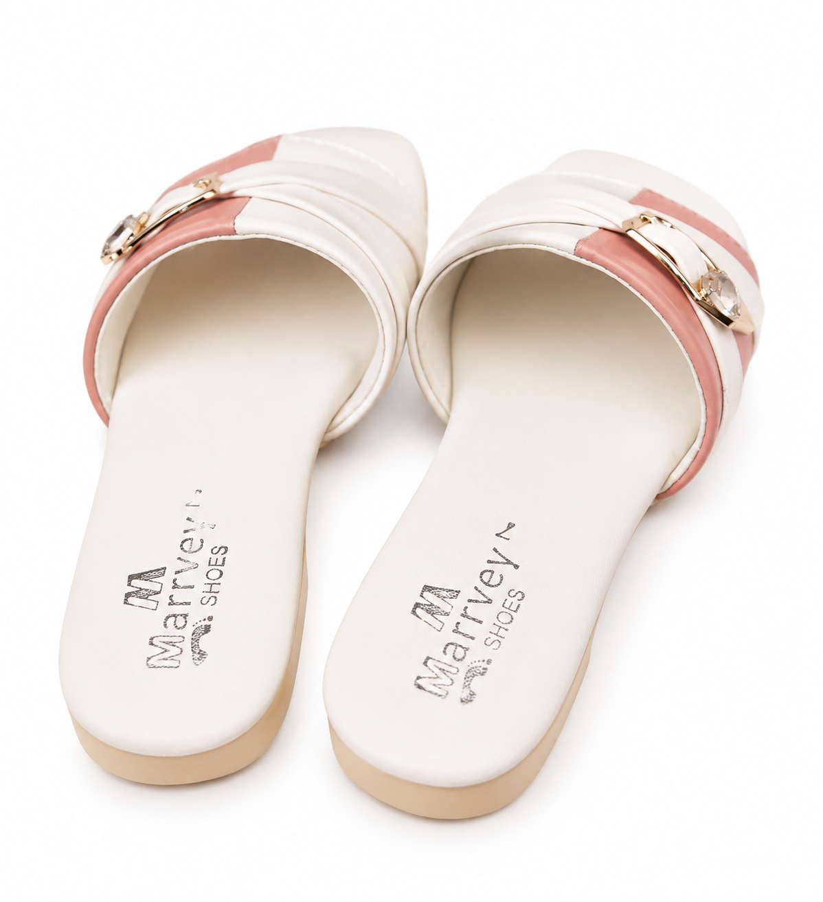 Marivel Elegant Pink & White Ladies Chappal