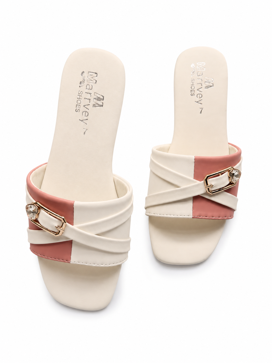 Marivel Elegant Pink & White Ladies Chappal