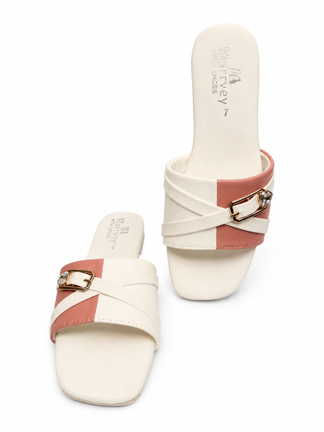 Marivel Elegant Pink & White Ladies Chappal