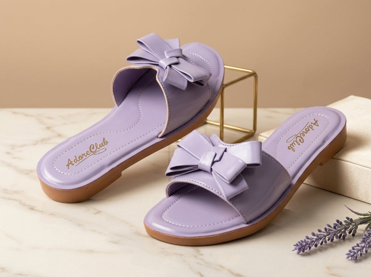 Lavender Bow Elegance Women's Slides